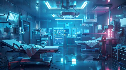 Healthcare and medicine portrayed as a doctor utilizes AI robots for diagnosis and medical research, accessing and analyzing big data on a virtual interface screen.