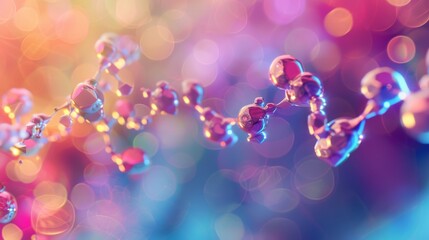 Colorful abstract molecular structure on a vibrant bokeh background, representing scientific innovation and modern research advancements.
