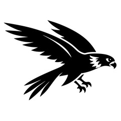 logo--the-silhouette-of-a-falcon-swooping-down-wit