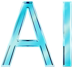 Abbreviation of artificial intelligence text with metallic chrome effect.
