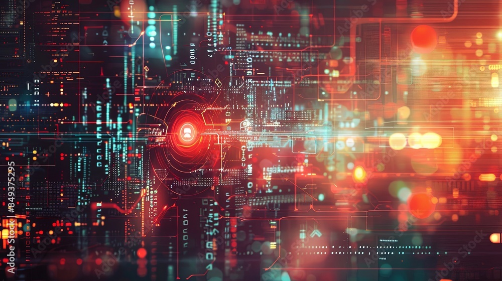Aufkleber An abstract depiction of cybersecurity elements such as digital locks, shields, and network nodes, protected by AI algorithms. The design is futuristic and sophisticated. Generative AI