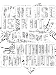 Obraz premium Dog Quotes Flower Coloring Page Beautiful black and white illustration for adult coloring book