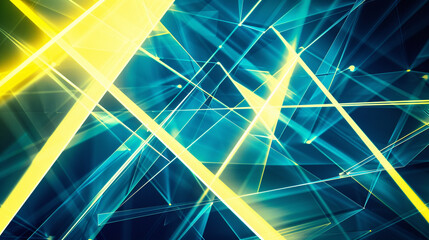 Yellow and Sky blue glowing abstract geometric lines. PowerPoint and Business background.