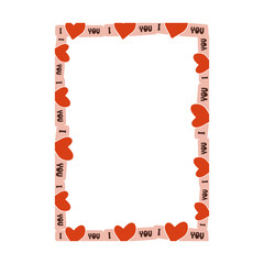 Valentines day card with heart shapes on white background