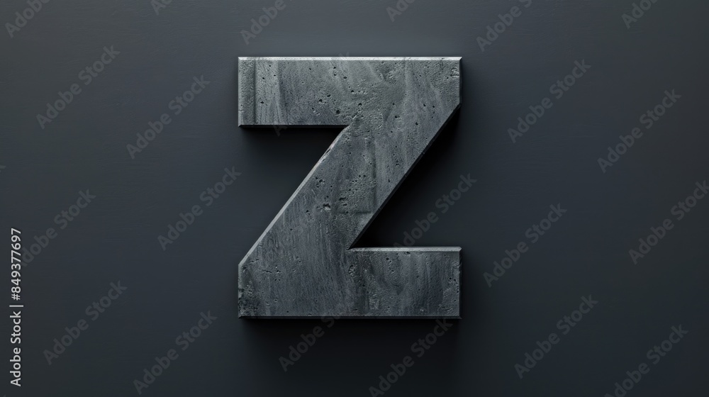 Poster A close-up shot of a metal letter Z with a smooth surface and sharp edges