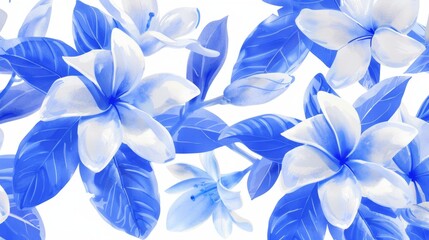 Serene blue plumeria flowers digital artwork for serene decor