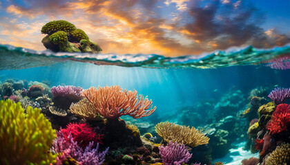 water's edge at deep sea, merging with sky and clouds, symbolizing vastness and tranquility. Ideal for nature and travel concepts