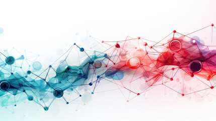 Abstract molecular structure with colorful spheres and connections, white background