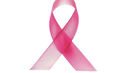 Pink awareness ribbon on a transparent background