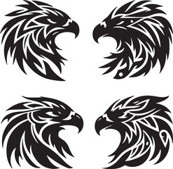 Eagle Heads Silhouette Vector Illustration