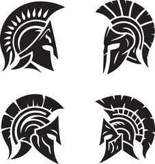 Spartan Helmets Silhouettes Vector Illustration