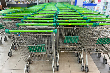 line up shopping cart at the mall.