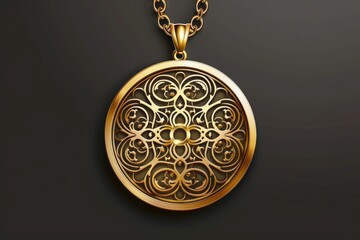 A stunning illustration of an elegant golden medal, featuring intricate details and a glossy finish.