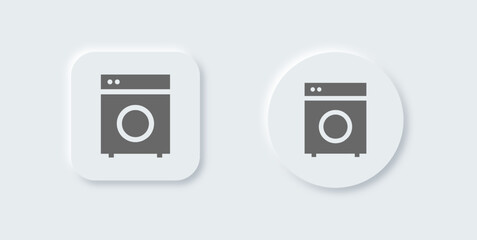 Laundry solid icon in neomorphic design style. Clothes Washer signs vector illustration.