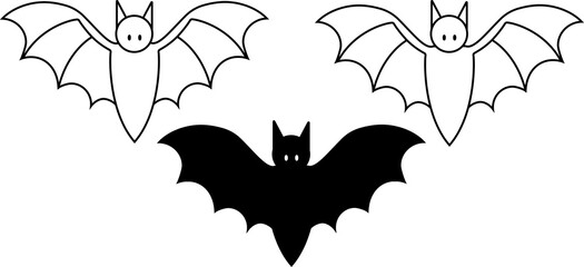 Minimalistic Halloween Bat | 3 Fill and Stroke Options