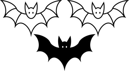 Minimalistic Halloween Bat | 3 Fill and Stroke Options