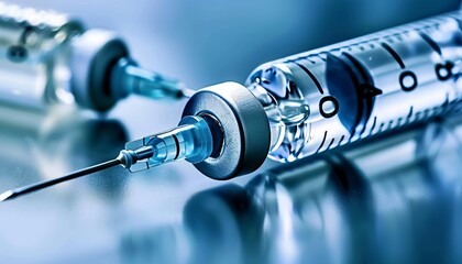 Close up of diverse vaccination tools neatly organized on a medical table for healthcare procedures