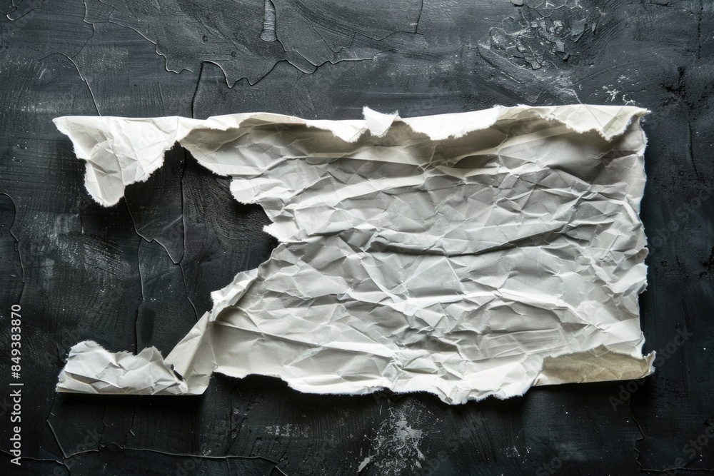 Poster a piece of paper is torn and lying on a table, perhaps with important information or notes