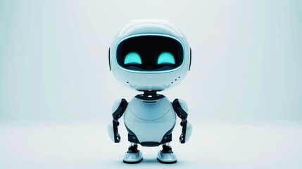 Smart little white robots are the artificial intelligence technology of the future.