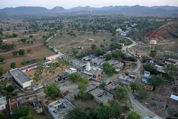 Rajasthan from a bird's eye view during a hot air balloon flight, India