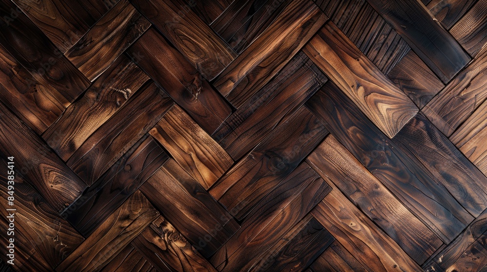 Poster Close-up view of a wooden floor featuring intricate patterns