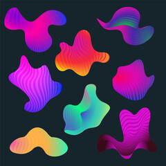 Organic abstract random shapes for pattern or background design element. Neon gradient, simple line, aesthetic line, molten shapes