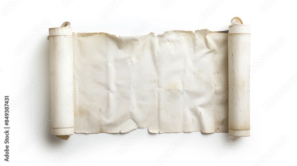 Poster a rolled up piece of paper sitting on a white surface, providing a clean and simple background for y