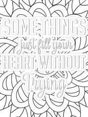 Dog Quotes Flower Coloring Page Beautiful black and white illustration for adult coloring book