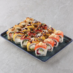 sushi set on the black stone