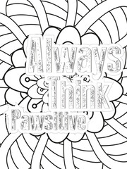 Dog Quotes Flower Coloring Page Beautiful black and white illustration for adult coloring book