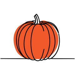 Pumpkin simple vector illustration. One continuous line drawing art illustration,Vector