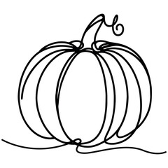 Pumpkin simple vector illustration. One continuous line drawing art illustration,Vector