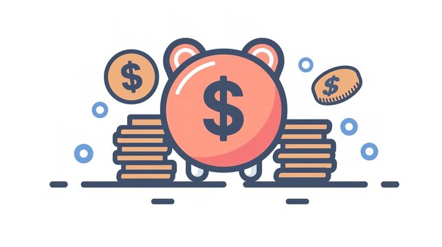 Icon for saving money with an adjustable stroke and line style, Generative AI.