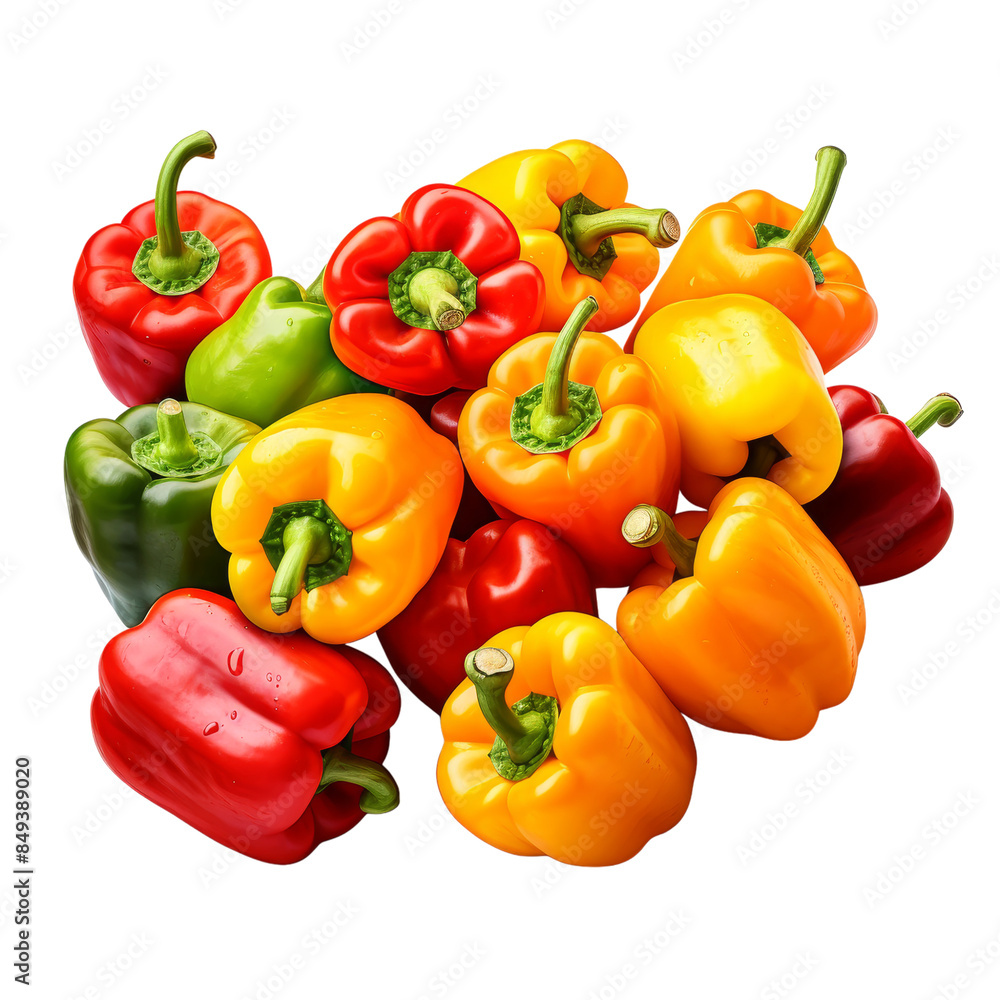 Sticker Capsicums Vegetable Isolated on Transparent Background, Png, Cut Out.