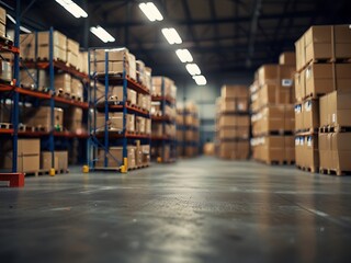 Obraz premium Blurred business background blur warehouse with bokeh.