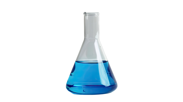 Laboratory test glass container on a transparent background