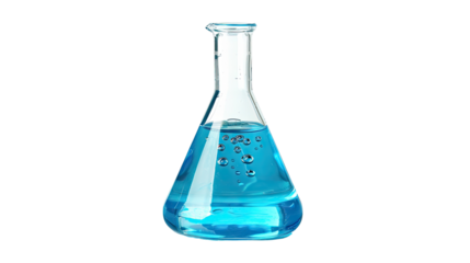 Laboratory test glass container on a transparent background