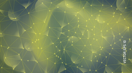 Abstract connected dots and lines on a yellow background for technology, digital technology, nanotech, science, tech data, and hi-tech. Vector