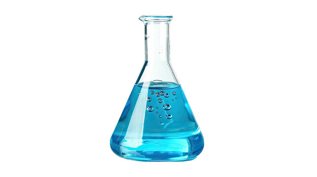 Laboratory test glass container on a transparent background