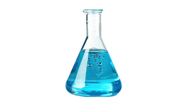 Laboratory test glass container on a transparent background
