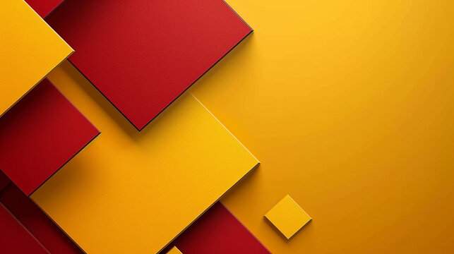 Yellow and Crimson square shape background presentation design 