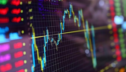 Vivid financial growth chart glowing against a dark backdrop