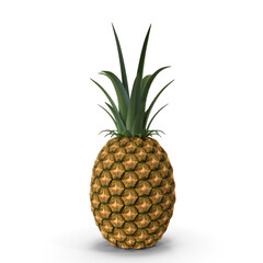 High-Resolution Realistic 3D Modeled Pineapple Fruit PNG Image for Fresh Produce and Food Illustrations