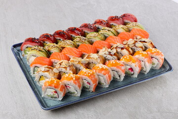 sushi set on the black stone