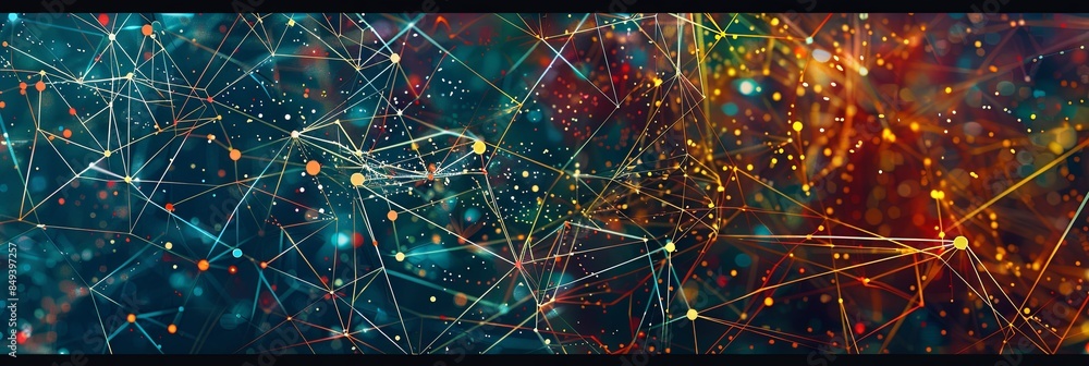 Poster An abstract image depicting a neural network, showcasing its complex structure and intricate connections. Generative AI