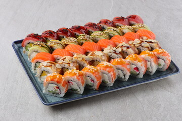 sushi set on the black stone