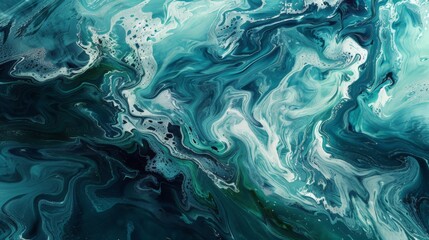 Obraz premium Design an abstract artwork inspired by the ocean, with flowing waves and a palette of blues and greens.