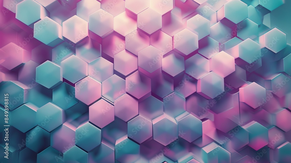 Poster Design an abstract background that uses a repetitive pattern of hexagons in various shades to create a honeycomb effect.