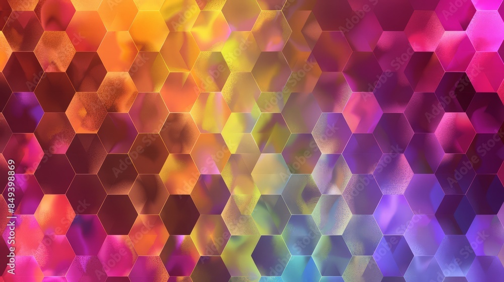 Poster Design an abstract background that uses a repetitive pattern of hexagons in various shades to create a honeycomb effect.