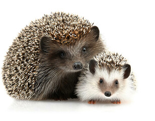 Obraz premium Igel mit baby isoliert auf weißen Hintergrund, Freisteller 